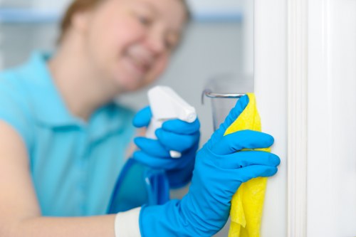 Professional carpet cleaners completing a safe final inspection